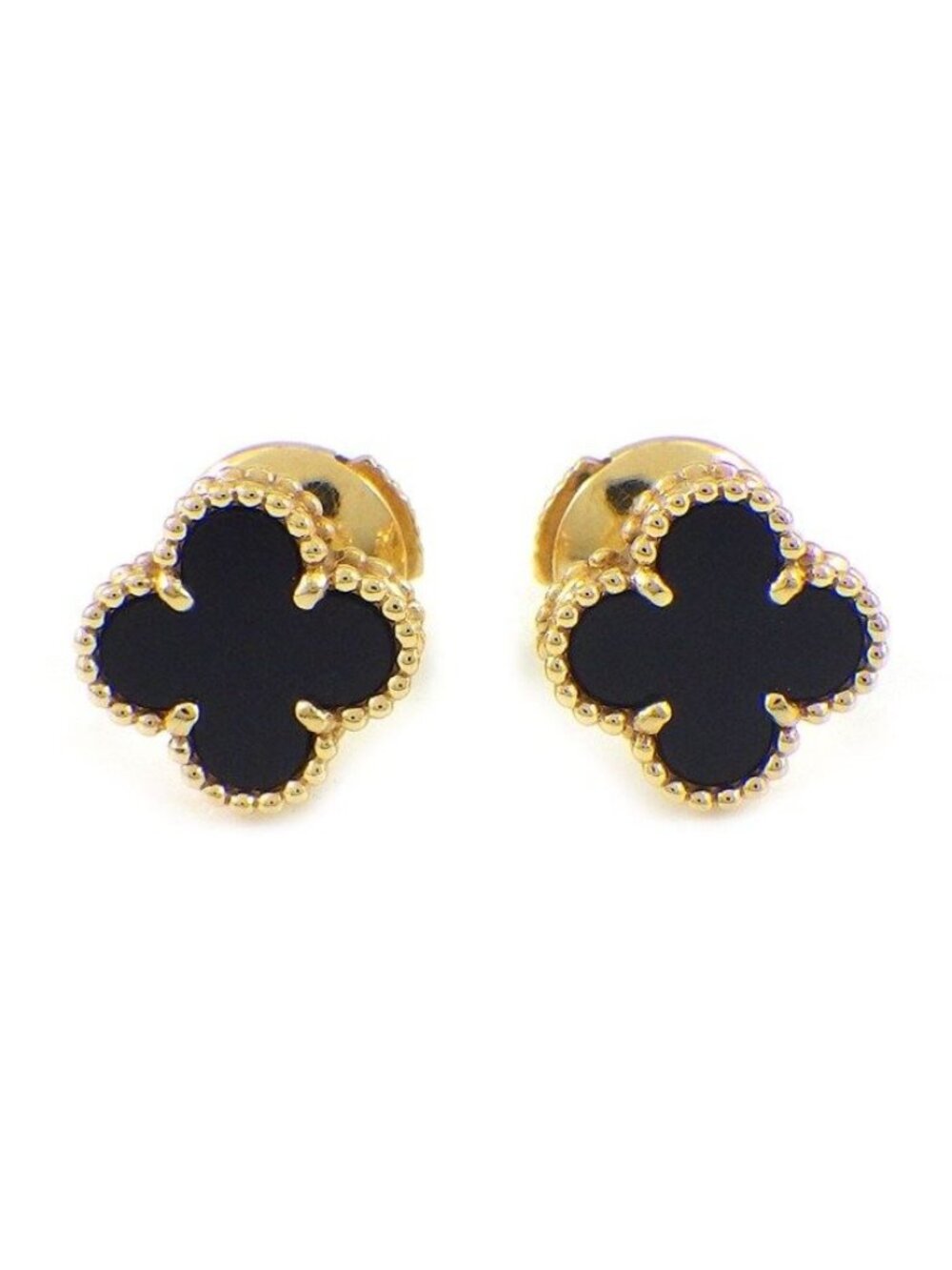 Van Cleef & Arpels Earrings Sweet Alhambra Onyx 18k Yellow Gold